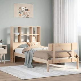 vidaXL Cama com estante sem colchão 90x200 cm pinho maciço