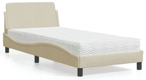 Cama com colchão 80x200 cm tecido cor creme