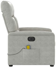 Poltrona massagens reclinável elétrica microfibra cinza-claro