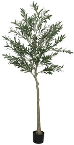 HOMCOM Oliveira Artificial Planta Artificial Decorativa de Interior com 40 Azeitonas Decoração  Ø15x180 cm Verde | Aosom Portugal