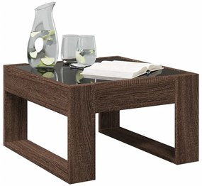 Mesa centro luzes LED Infinity 50x53x30 cm carvalho castanho