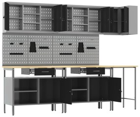 Conjunto de mesa para guardar ferramentas de 10 peças vidaXL em madeir