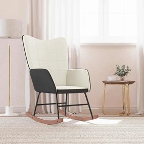 vidaXL Cadeira de baloiço PVC e veludo branco nata