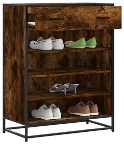 vidaXL Sapateira 75x38x97,5 cm deriv. de madeira/metal carvalho fumado