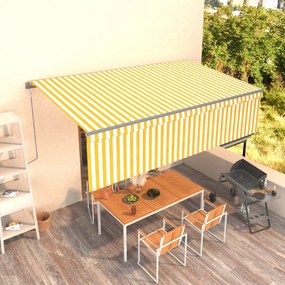 vidaXL Toldo retrátil automático com estore 5x3 m amarelo e branco