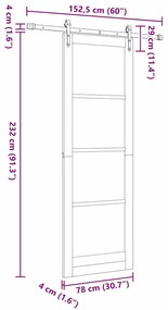 Porta Deslizante vidaXL com Conjunto de Ferragens "ORKDAL" Branca 78x2