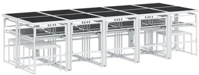 15 pcs conj. de jantar p/ jardim c/ almofadões textilene branco