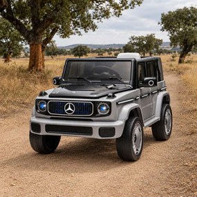 Carro elétrico para crianças Mercedes-Benz EQG 12V, partes da carroçaria iluminadas com LED, controlo remoto de 2,4 GHz, entrada USB/AUX, bateria de l