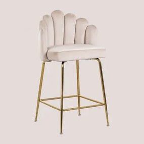 Pack De 4 Bancos Altos De Veludo Markina Crema & ↑65 Cm - Sklum