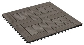 Ladrilhos de pavimento 11 pcs WPC 1m² 30x30 cm castanho escuro