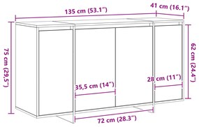 Buffet Branco Branco Madeira 135 x 41 x 75 cm Buffet Branco