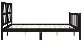 Estrutura de cama com cabeceira 200x200 cm madeira maciça preto