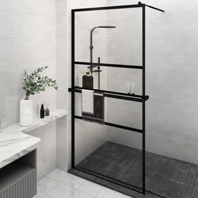 vidaXL Divisória chuveiro+prateleira 115x195 vidro ESG/alumínio preto