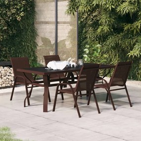 vidaXL 5 pcs conjunto de jantar para jardim castanho e preto