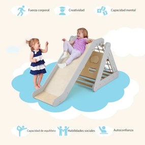 Brinquedo de trepar para crianças 4 em 1 com escorrega em madeira Cinzento