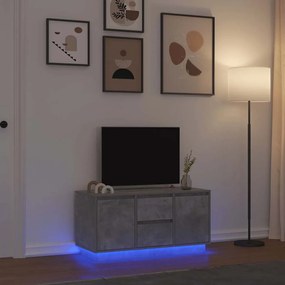 Móvel de TV com luzes LED 100x41x50 cm cinzento cimento
