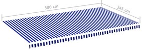 Tecido de substituição para toldo 6x3,5 m azul e branco