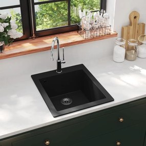 Lava-Louça de Cozinha em Granito Preto - 42,5x50 cm - Design Moderno