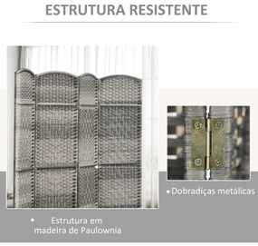 Biombo Dobrável de 3 Painéis Divisor de Ambientes 135x180 cm Ecrã de Privacidade de Polipropileno Cinza Misto