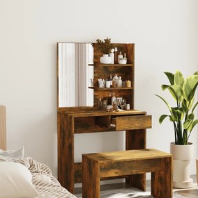 vidaXL Toucador com espelho 74,5x40x141 cm cor carvalho fumado