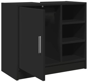 Armário de lavatório 63x29x55 cm derivados de madeira preto