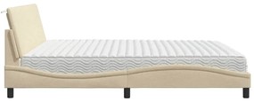 Cama com colchão 200x200 cm tecido cor creme