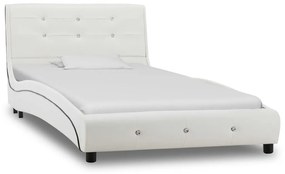 Cama + colchão espuma memória 90x200 cm couro artificial branco