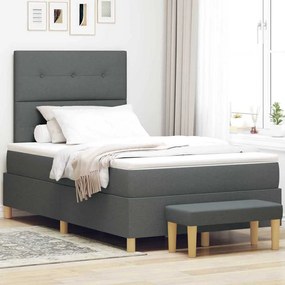 vidaXL Cama Box Spring com Colchão e Banco Cinza Escuro 120x190 cm Tecido