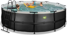 Piscina redonda Black Leather  ø450x122cm com bomba de filtragem - preta
