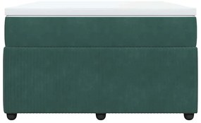 Cama boxspring com colchão 120x200 cm veludo verde-escuro