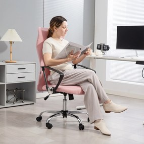Cadeira de Escritório de Gerente, 63 x 65 x 119 cm, Encosto Ergonómico, Rosa