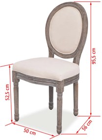 Cadeiras de jantar 2 pcs tecido cor creme