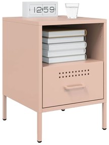 Mesas de cabeceira 2 pcs 36x39x50,5 cm aço rosa