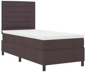 Cama Box com Colchão Castanho Escuro Solteiro Tecido