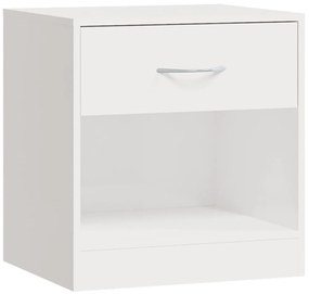 Mesas de cabeceira 2 pcs c/ gaveta branco brilhante