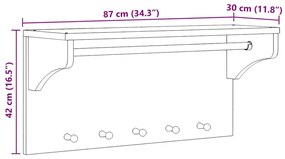 Cabide de parede SANDNES 87x30x42 cm Pinho de madeira maciça