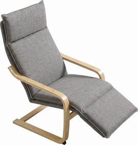 Poltrona de Sala com Apoio para os Pés, 90 x 67 x 105 cm, Balanço Suave, Cinzento