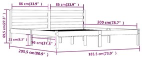 Estrutura de cama super king 180x200 cm pinho maciço