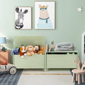 Caixa de brinquedos com dobradiça de segurança baú de madeira para crianças branco