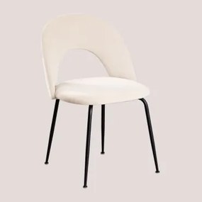 Pacote de 4 cadeiras de jantar em veludo estilo Glorys Crema & Negro - Sklum