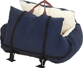 Assento de carro para cães  49x53x36 cm com cinto de segurança e sistema de fixação ao banco do carro, almofadado, azul-marinho