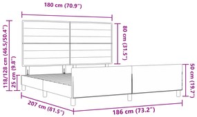 Cama vidaXL Cinza Escuro 180x200 cm Tecido