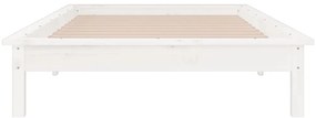 Estrutura de cama c/ luzes LEDs 100x200cm madeira maciça branco