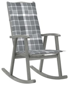 3064223 vidaXL Cadeira de baloiço com almofadões acácia maciça cinzento