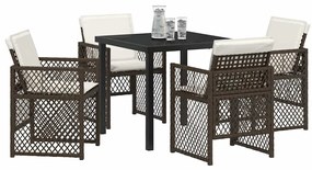 Conjunto de Jantar de Jardim vidaXL 5 Peças com Almofadas Castanho Vim