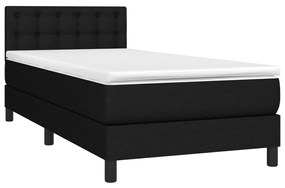 Cama box spring c/ colchão e LED 80x200 cm tecido preto