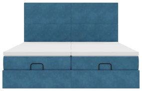 Estrutura cama otomana colchões 180x200 cm veludo azul escuro