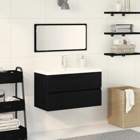 Conjunto de Móveis para Casa de Banho de 3 Peças Carvalho Preto Madeir