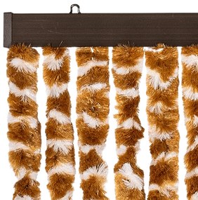 Cortina anti-insetos 90x220 cm chenille ocre e branco