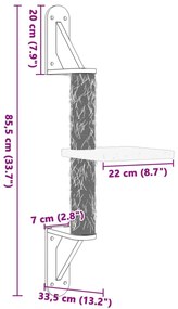 Árvore parede p/ gatos c/ poste arranhador 85,5 cm cinza-escuro